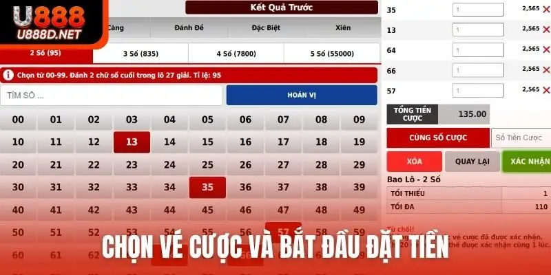 Chọn vé cược và bắt đầu đặt tiền