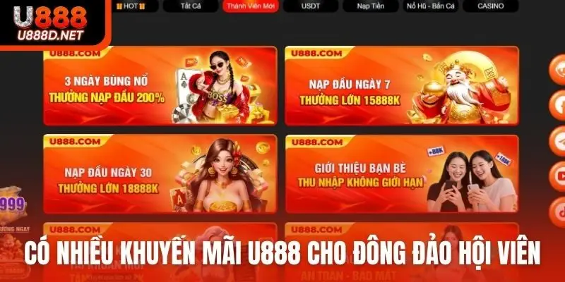 Có nhiều khuyến mãi U888 dành cho đông đảo hội viên