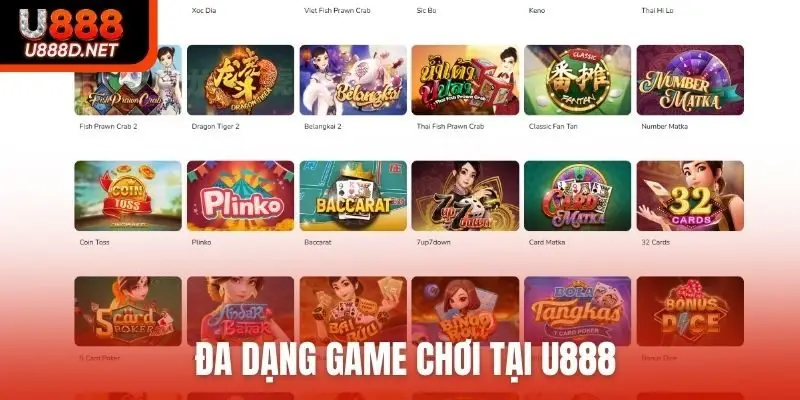 Đa dạng game chơi tại U888