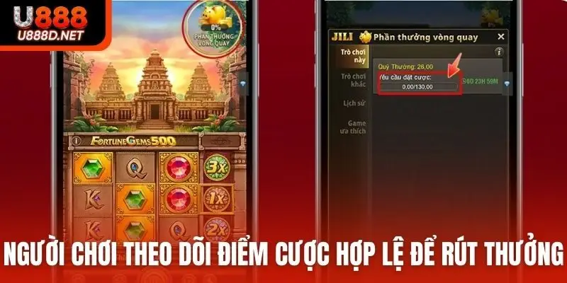 Người chơi theo dõi điểm cược hợp lệ để rút thưởng