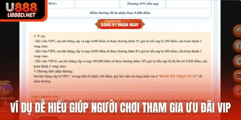 Ví dụ dễ hiểu giúp người chơi tham gia ưu đãi VIP nhanh